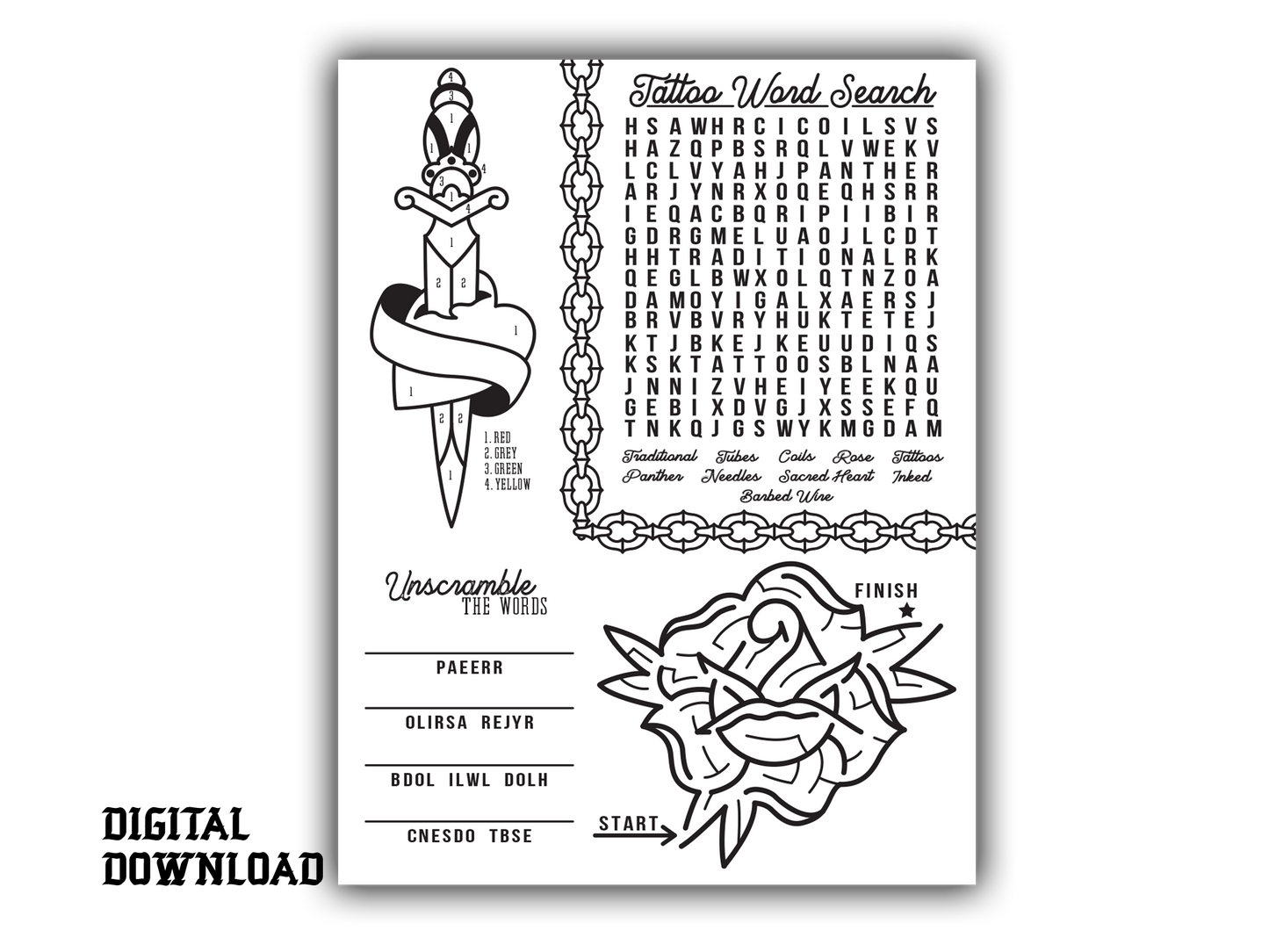 Tattoo Activity Sheet FREE DOWNLOAD