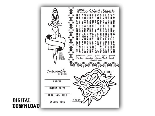 Tattoo Activity Sheet FREE DOWNLOAD