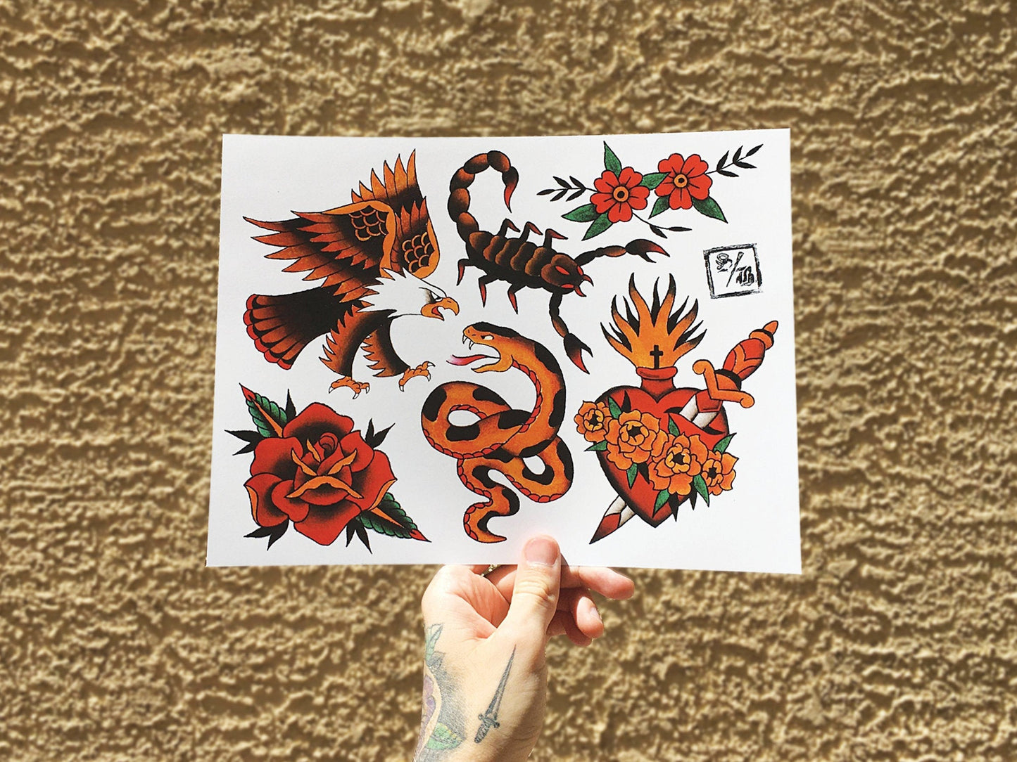 Traditional Starter Tattoo Flash Sheet Print