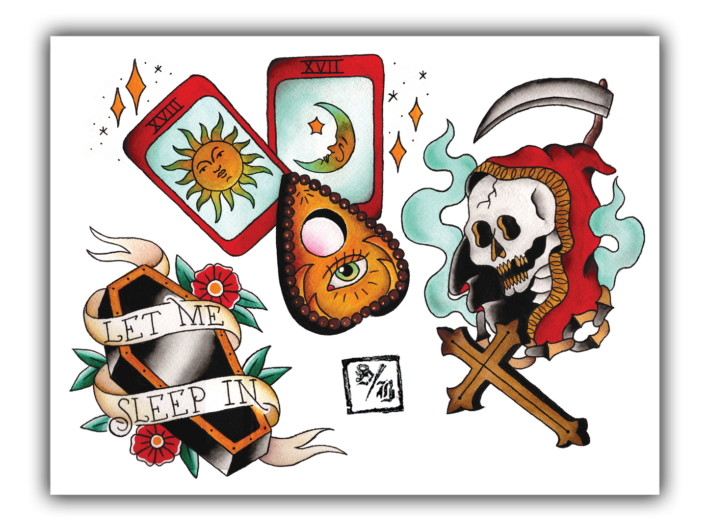 Let Me Sleep In Tattoo Flash Sheet