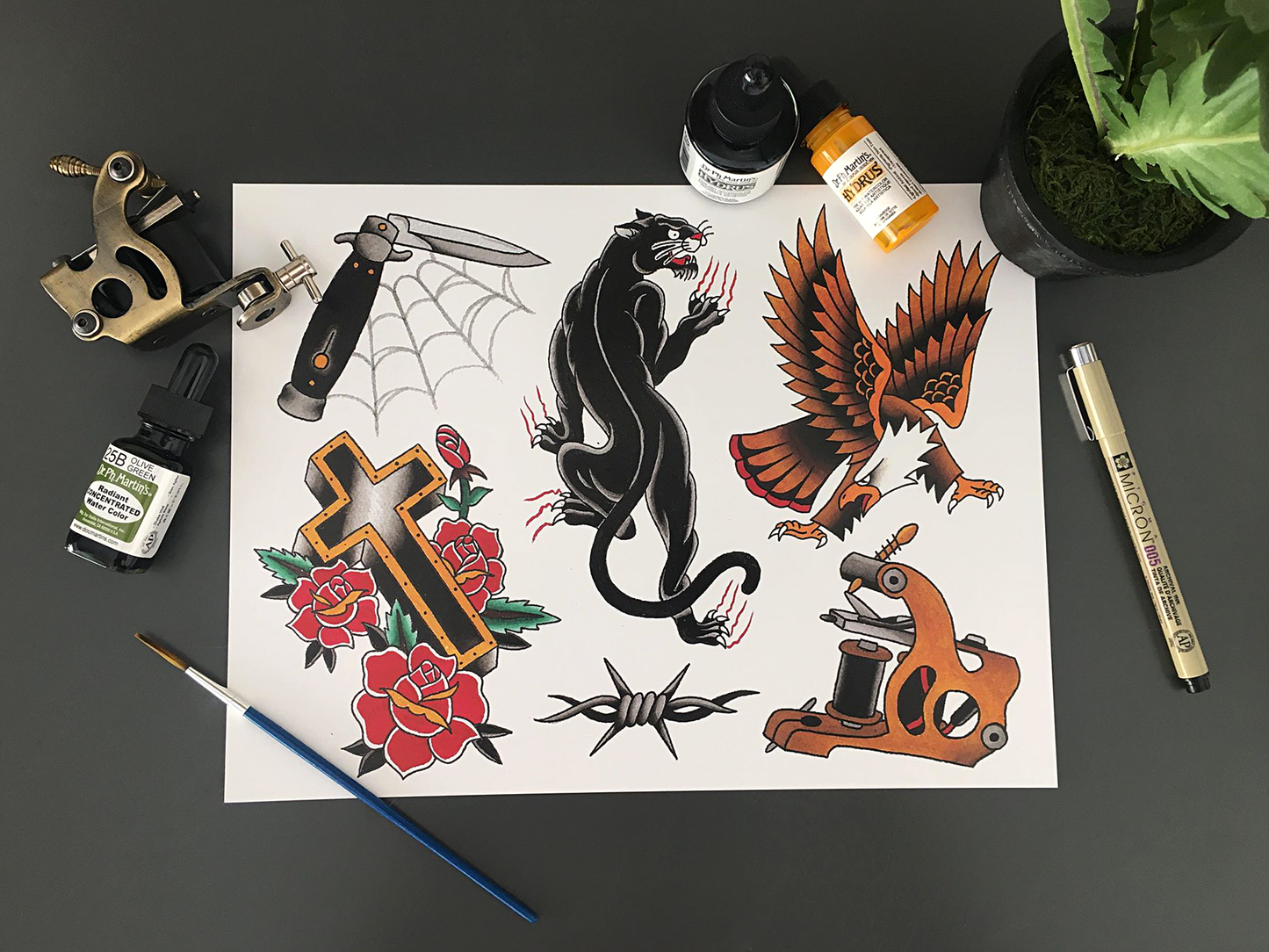 No. 2 Traditional Starter Tattoo Flash Sheet