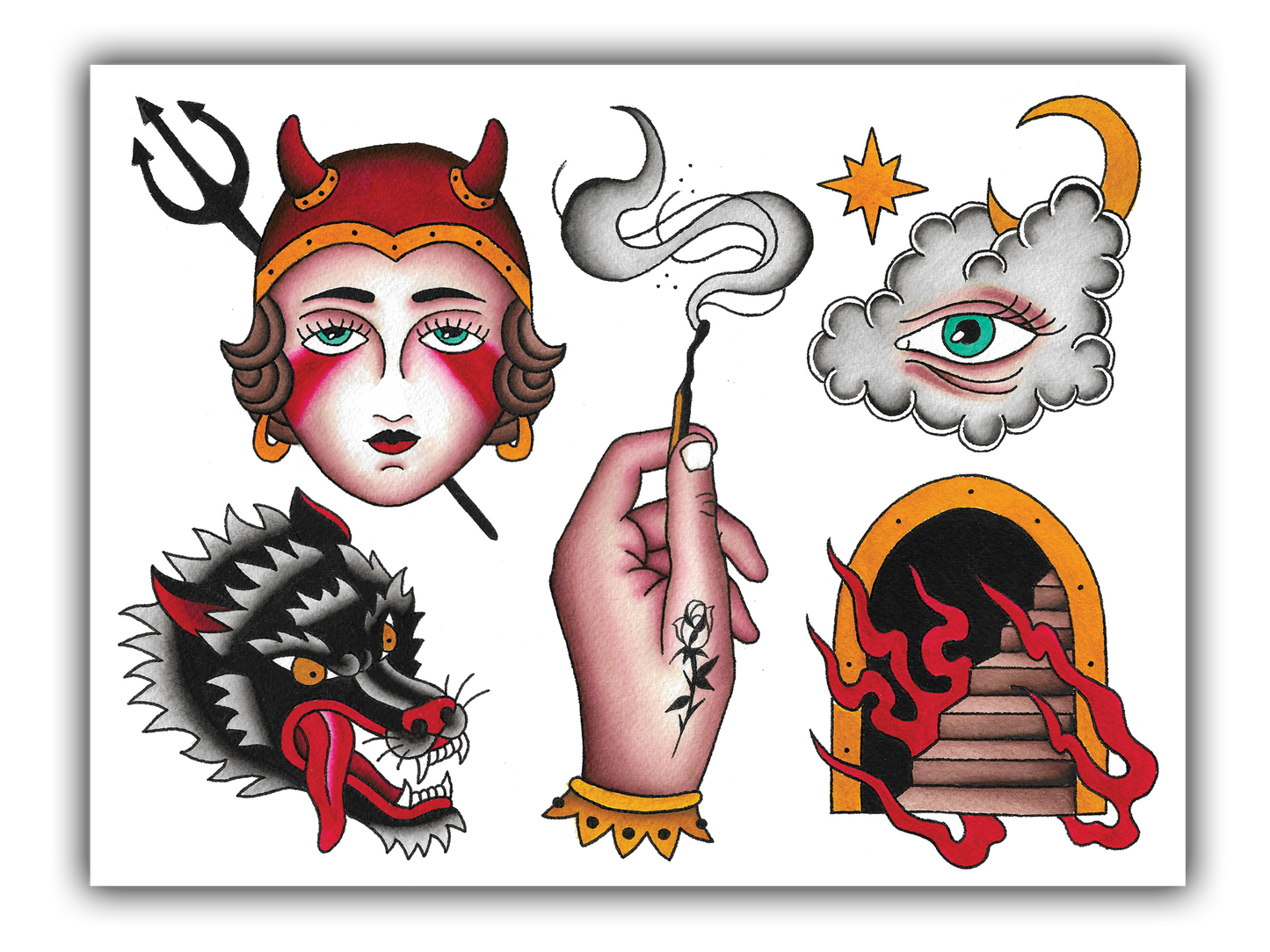 She Devil Tattoo Flash Sheet