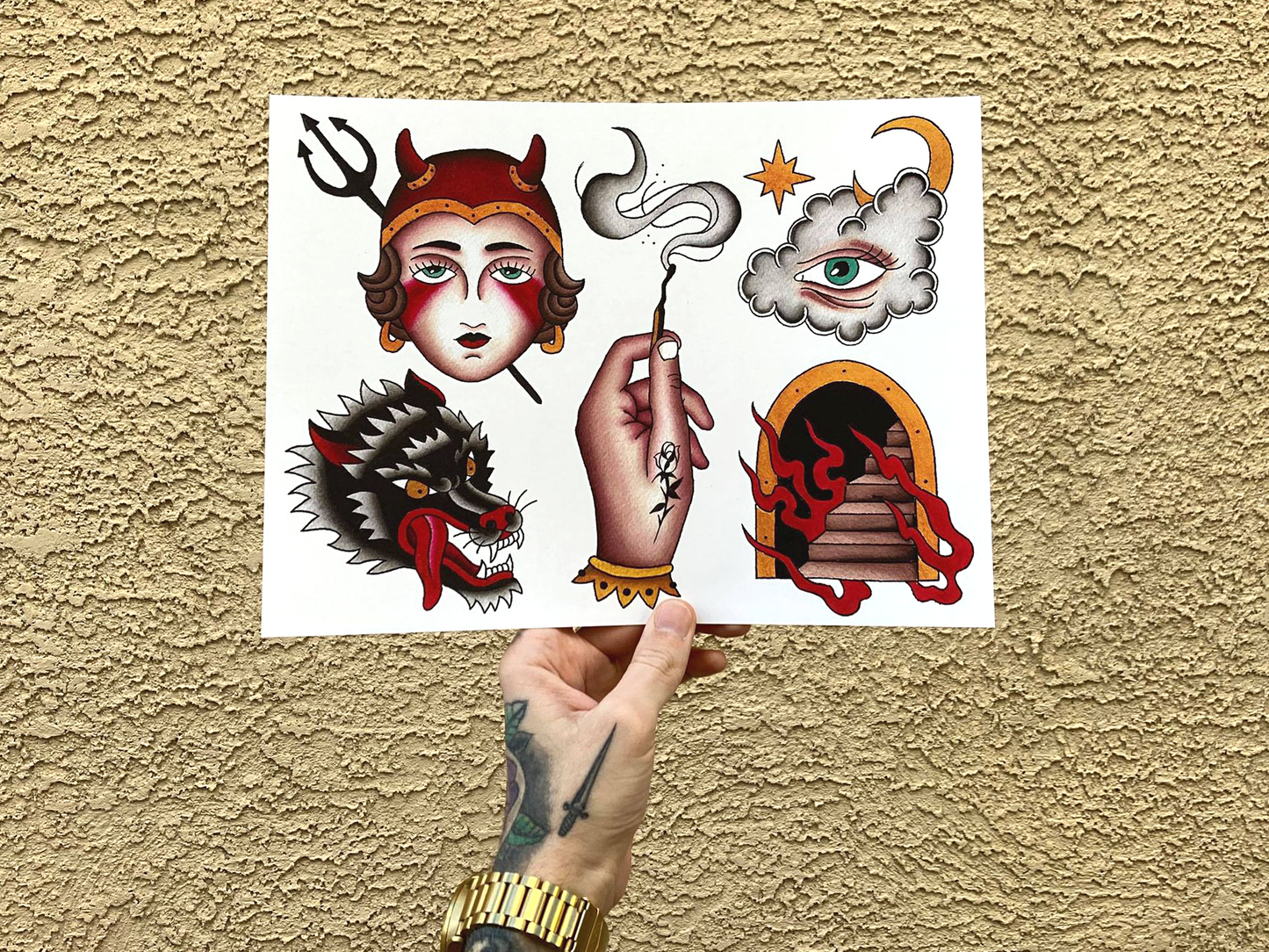 She Devil Tattoo Flash Sheet