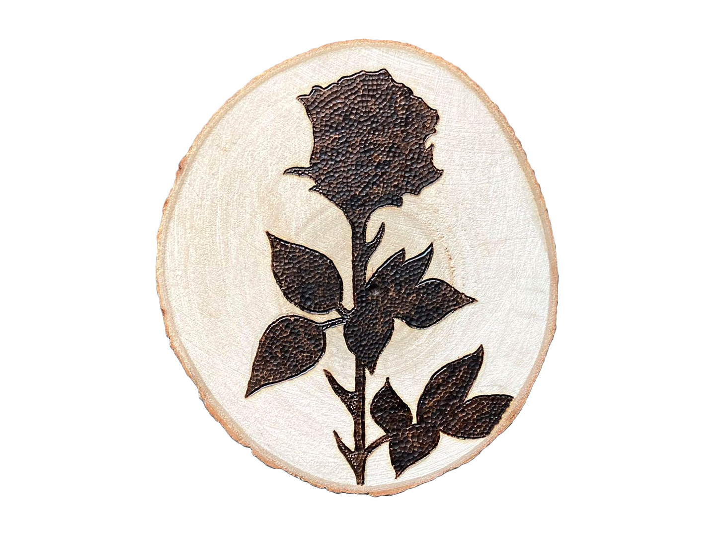 Silhouette Rose Wood Burning