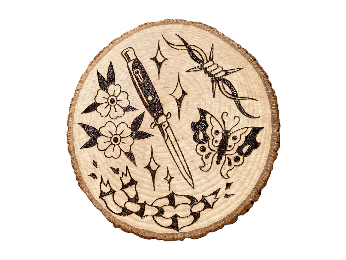 Tattoo Flash Wood Burning