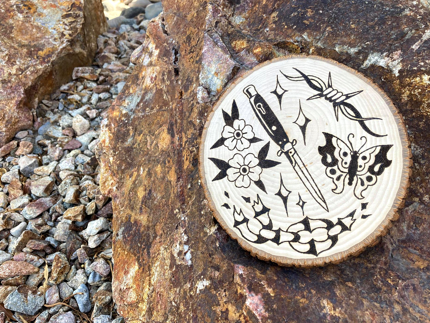 Tattoo Flash Wood Burning