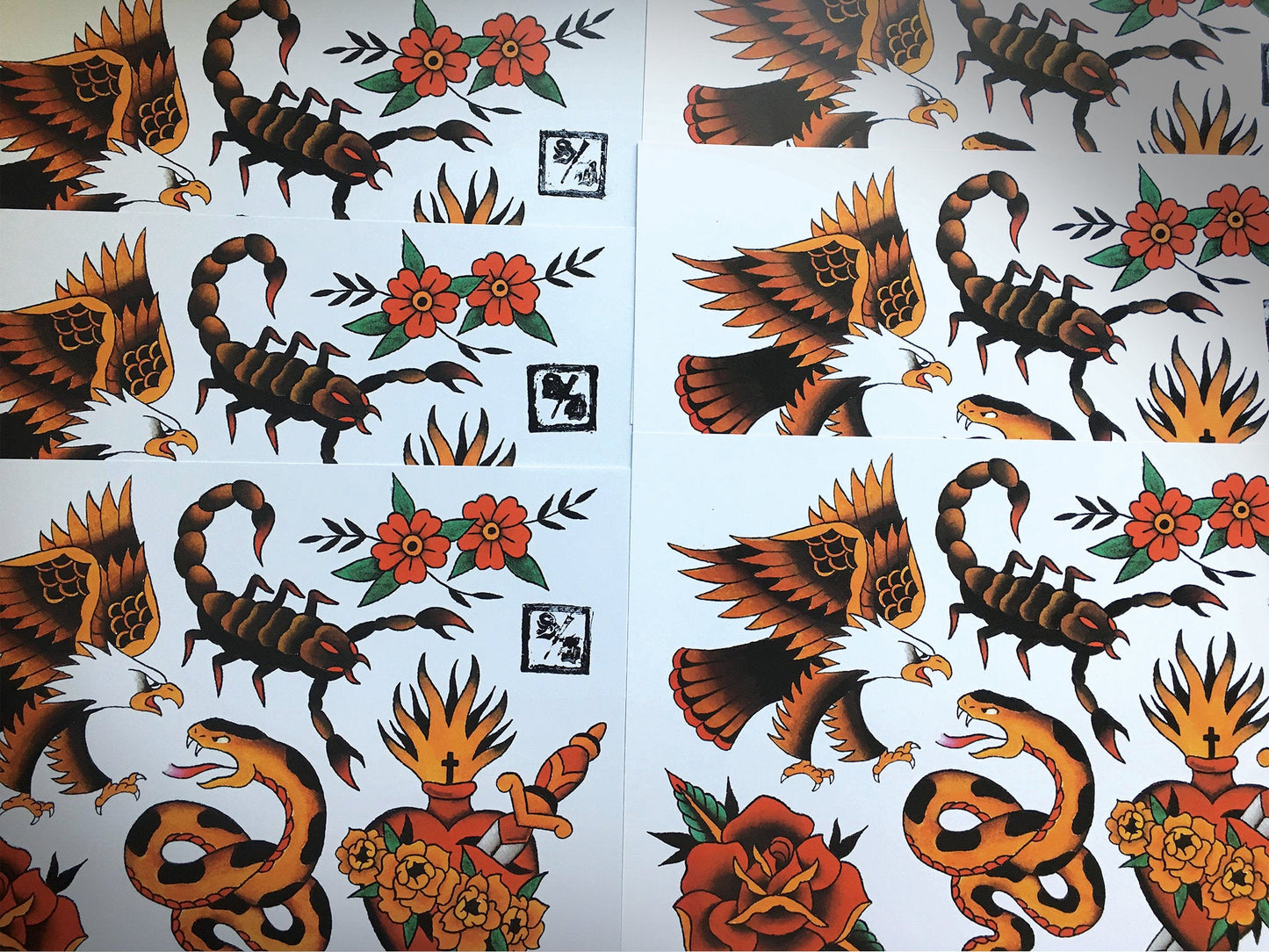 Traditional Starter Tattoo Flash Sheet Print