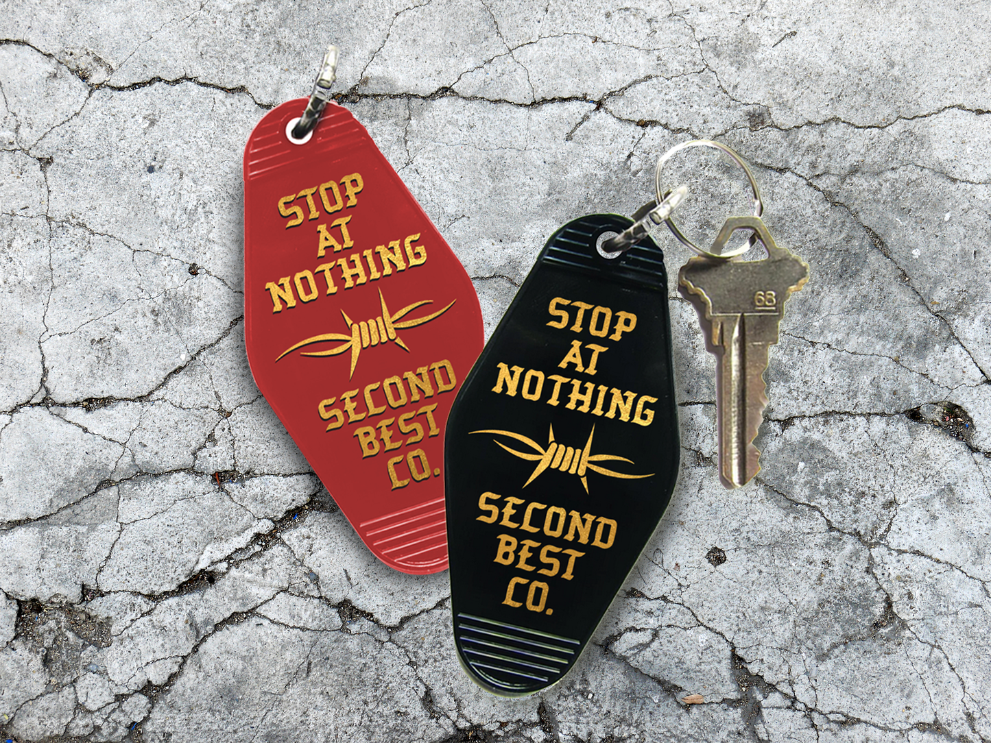 Stop At Nothing - Vintage Motel Key Chain
