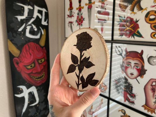 Silhouette Rose Wood Burning
