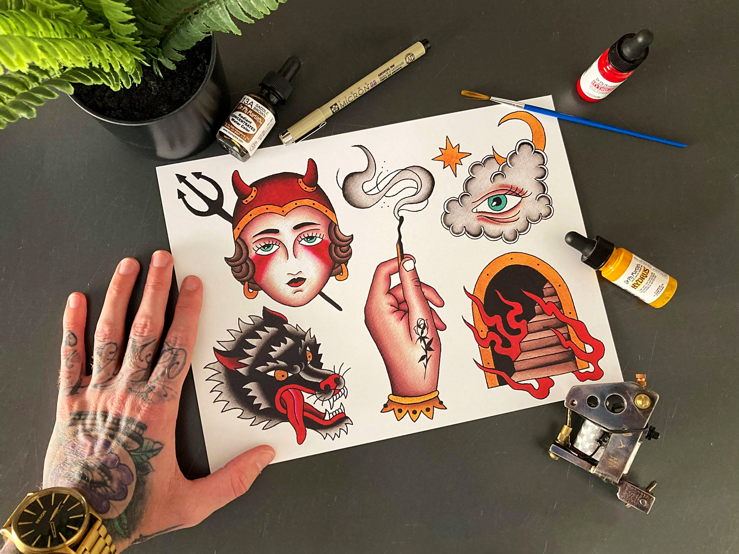 She Devil Tattoo Flash Sheet