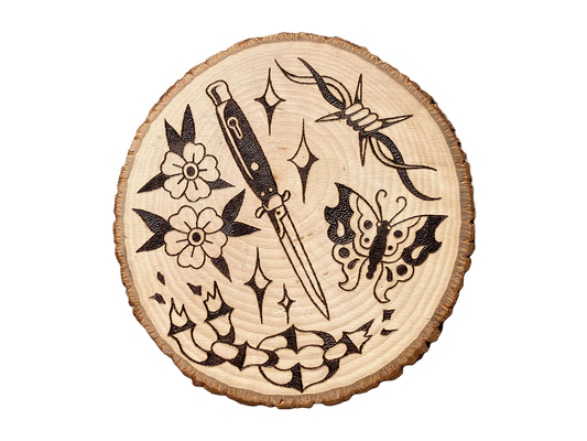 Tattoo Flash Wood Burning